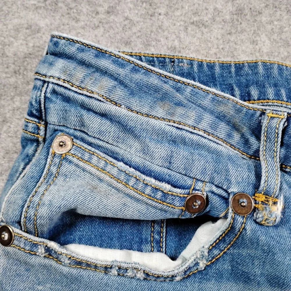 R13 Mens Slim Fit Light Wash Distressed Blue Jeans Made in Italy  32x27 - Picture 6 of 16